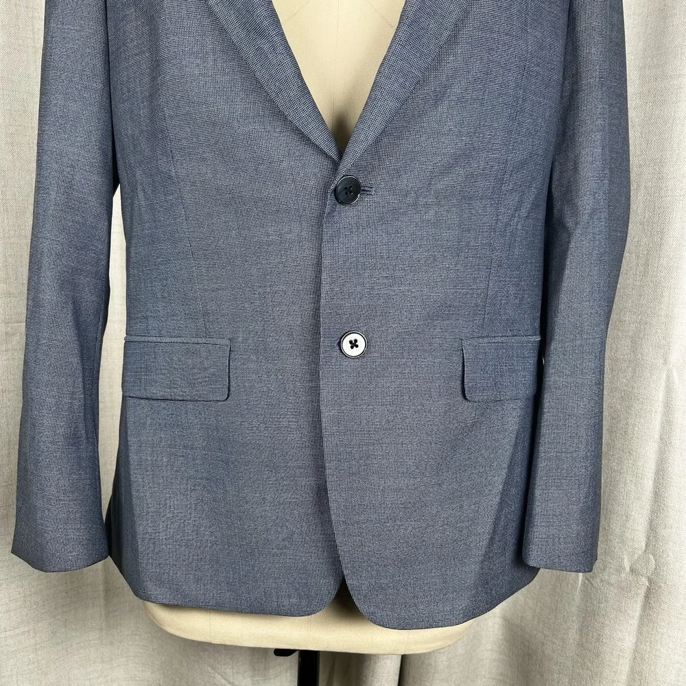 Banana Republic Blazer Mens 42‎ Short Slim Fit Blue Wool Marzotto Suit Jacket